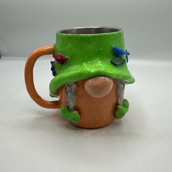 Girl Gnome Mug, Metal & Epoxy,Unbranded Orange And Green. - Picture 5 of 9
